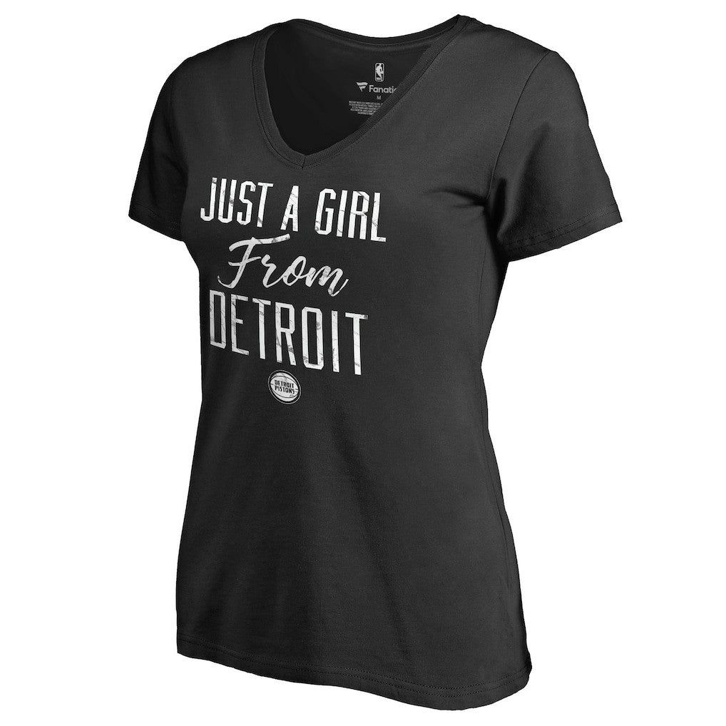 Detroit Pistons Women's Just a Girl V-Neck T-Shirt sale