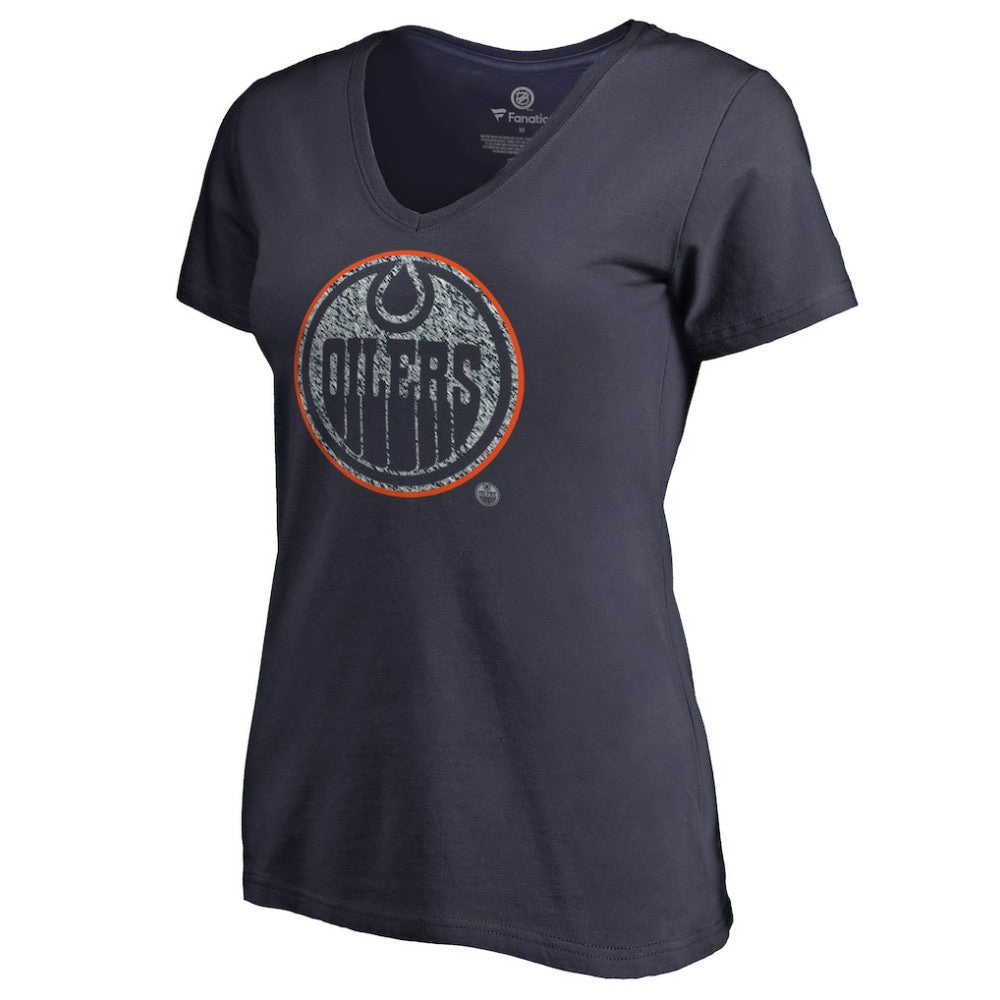 NHL Edmonton Oilers Women's Static Logo V-Neck T-Shirt