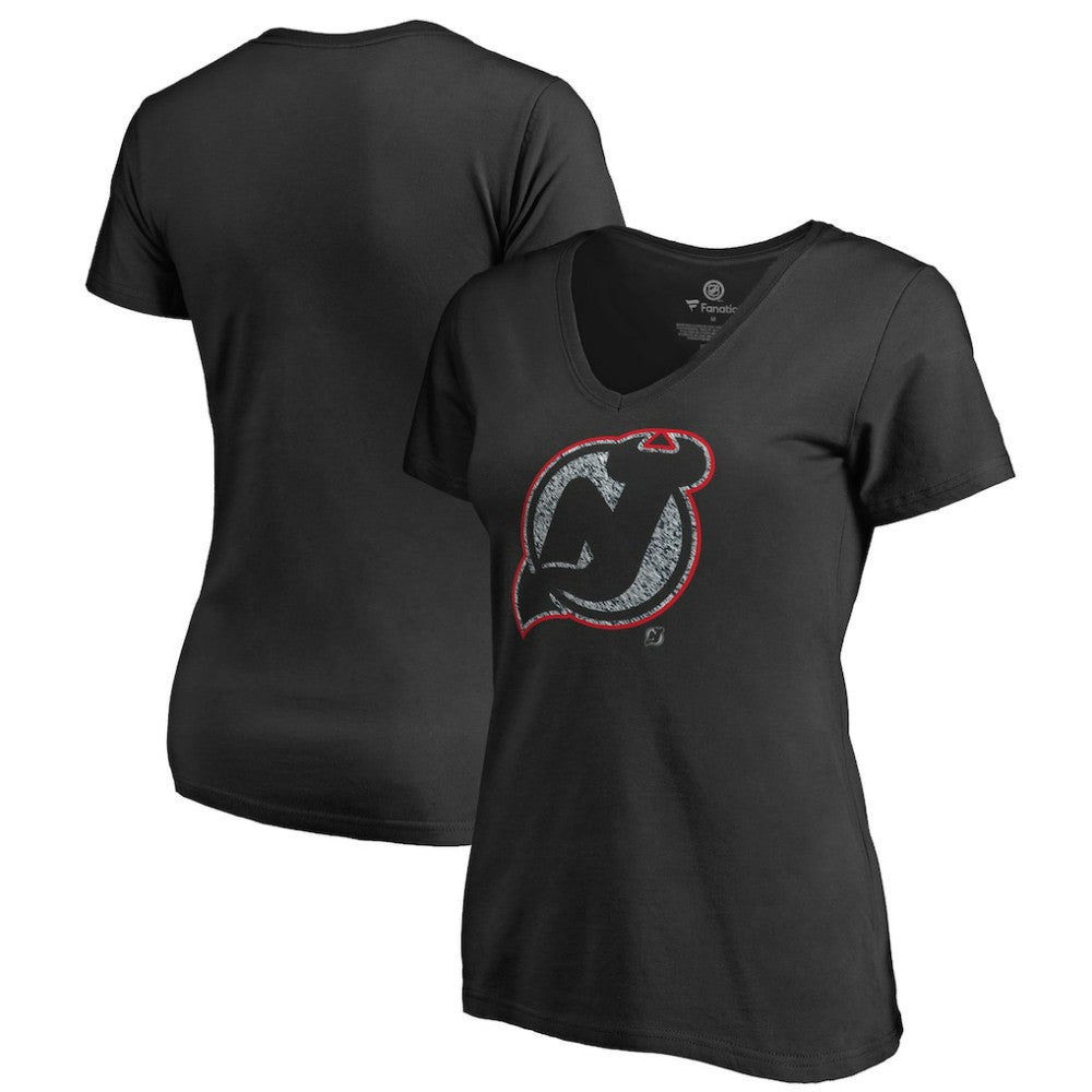 NHL New Jersey Devils Women's Static Logo V-Neck T-Shirt