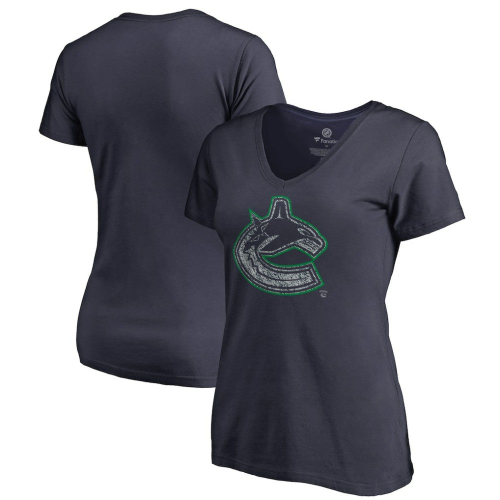 NHL Vancouver Canucks Women's Static Logo V-Neck T-Shirt