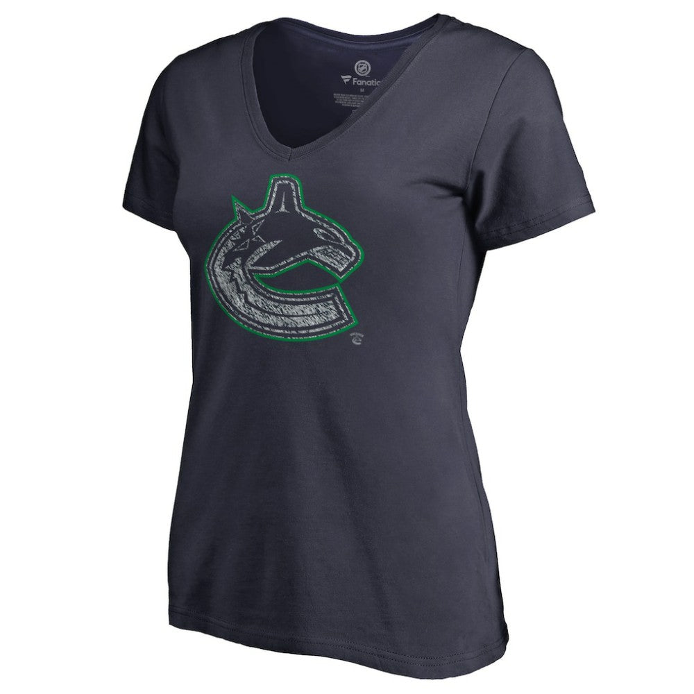 NHL Vancouver Canucks Women's Static Logo V-Neck T-Shirt