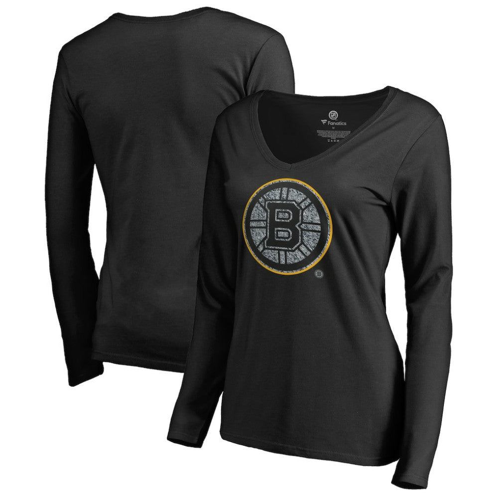 NHL Boston Bruins Women's Static Logo Long Sleeve V-Neck T-Shirt
