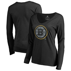 NHL Boston Bruins Women's Static Logo Long Sleeve V-Neck T-Shirt