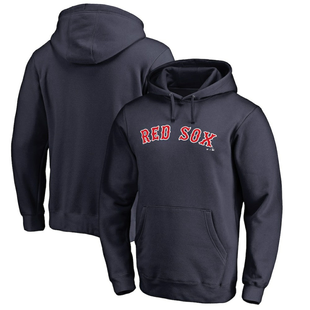 Navy Boston Red Sox Official Wordmark Fitted Pullover Hoodie