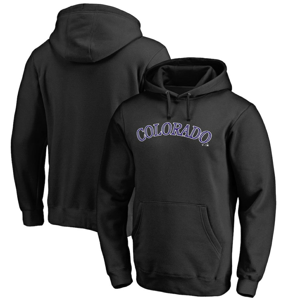 Black Colorado Rockies Official Wordmark Fitted Pullover Hoodie