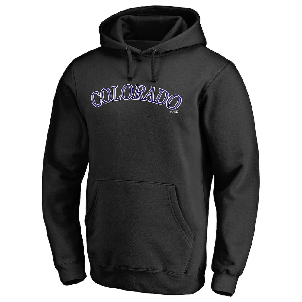 Black Colorado Rockies Official Wordmark Fitted Pullover Hoodie