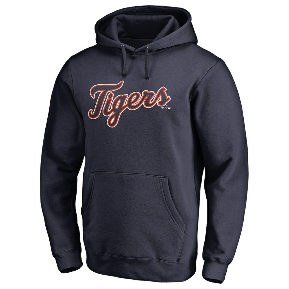 Navy Detroit Tigers Official Wordmark Fitted Pullover Hoodie