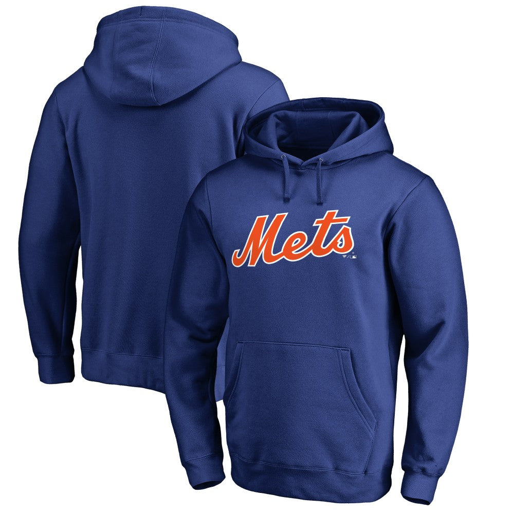 Royal New York Mets Official Wordmark Fitted Pullover Hoodie