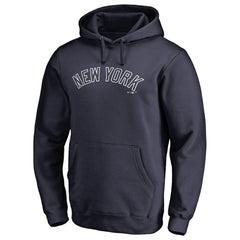 Navy New York Yankees Official Wordmark Fitted Pullover Hoodie