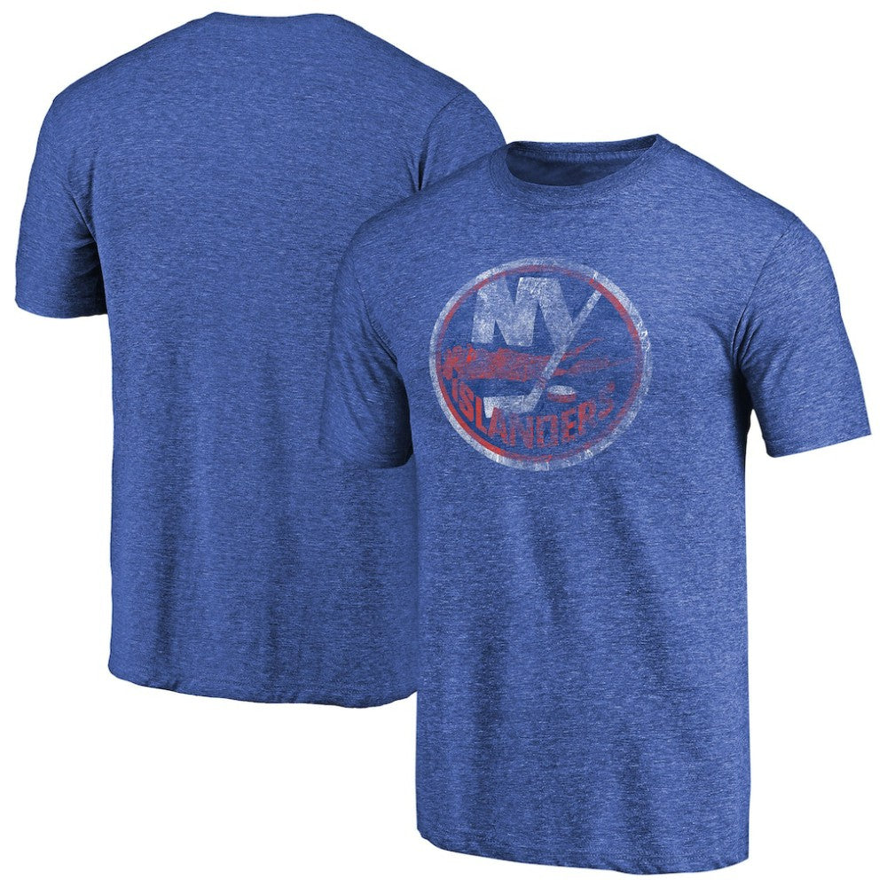 NHL New York Islanders Throwback Vintage Logo Tri-Blend T-Shirt