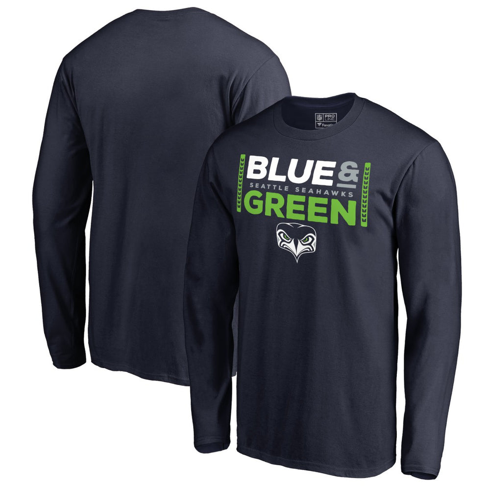 Alternate Team Logo Gear Blue & Green Long Sleeve T-Shirt - Seattle Seahawks T-shirts