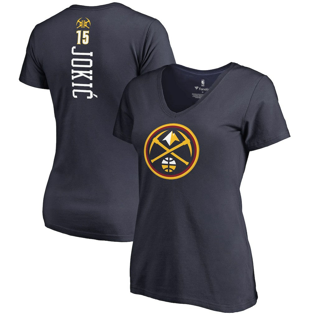 Nikola Jokic Denver Nuggets Women's Team Backer Name & Number V-Neck T-Shirt sale