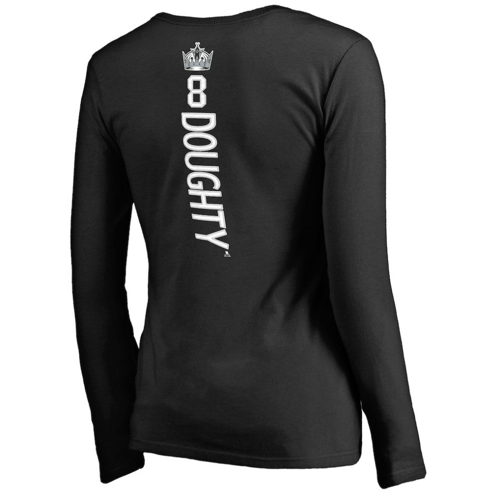 NHL Drew Doughty Los Angeles Kings Women's Backer Name & Number Slim Fit Long Sleeve V-Neck T-Shirt