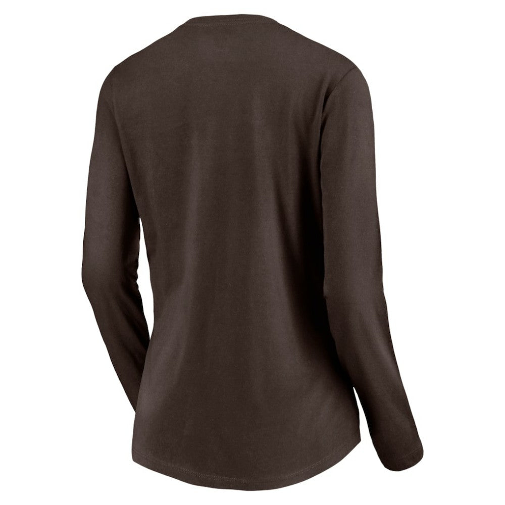 Brown San Diego Padres Women's Cooperstown Collection Wahconah Long Sleeve V-Neck T-Shirt
