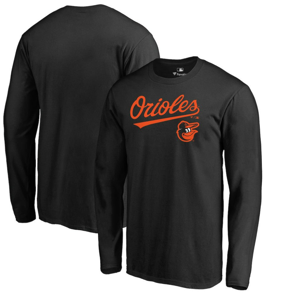 Black Baltimore Orioles Team Lockup Long Sleeve T-Shirt