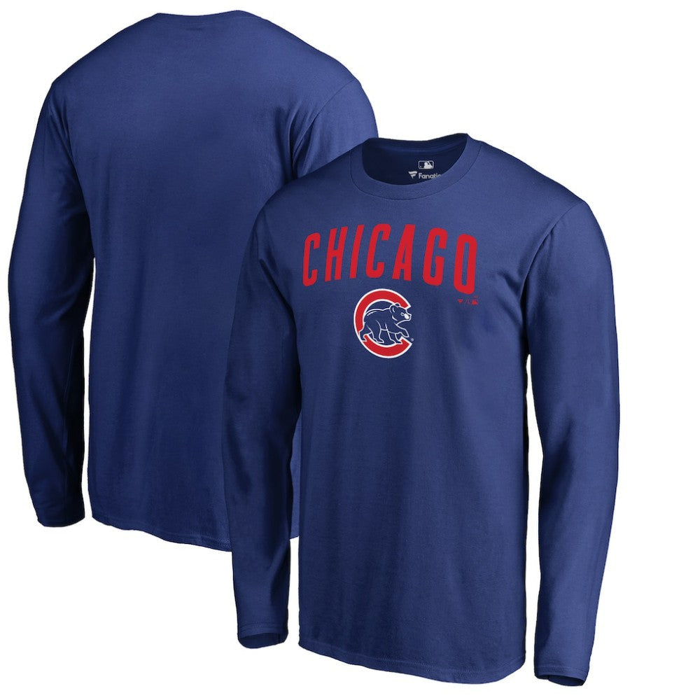 Royal Chicago Cubs Team Lockup Long Sleeve T-Shirt