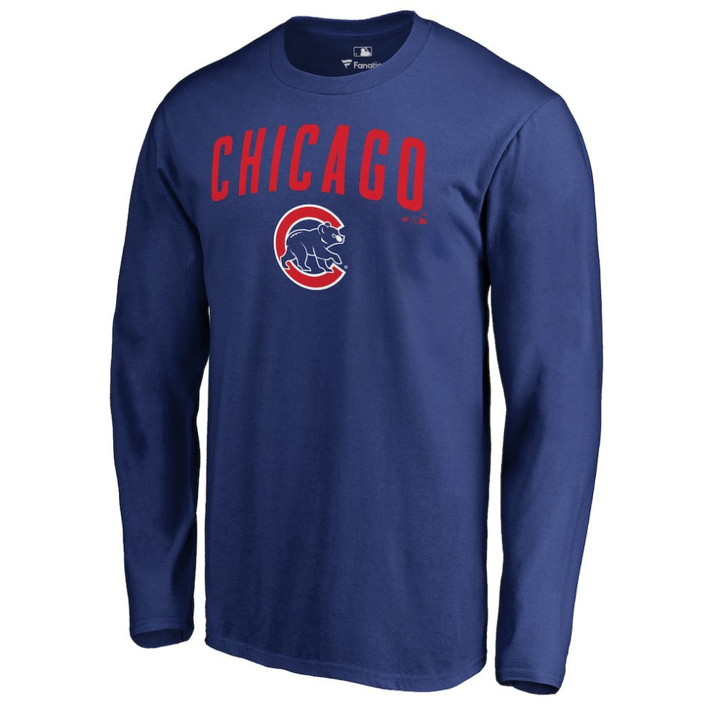 Royal Chicago Cubs Team Lockup Long Sleeve T-Shirt