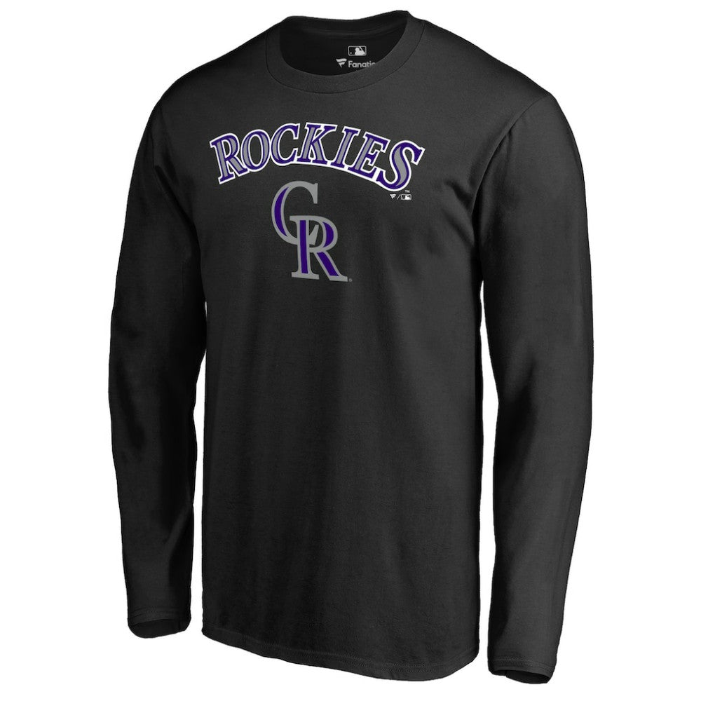 Black Colorado Rockies Team Lockup Long Sleeve T-Shirt