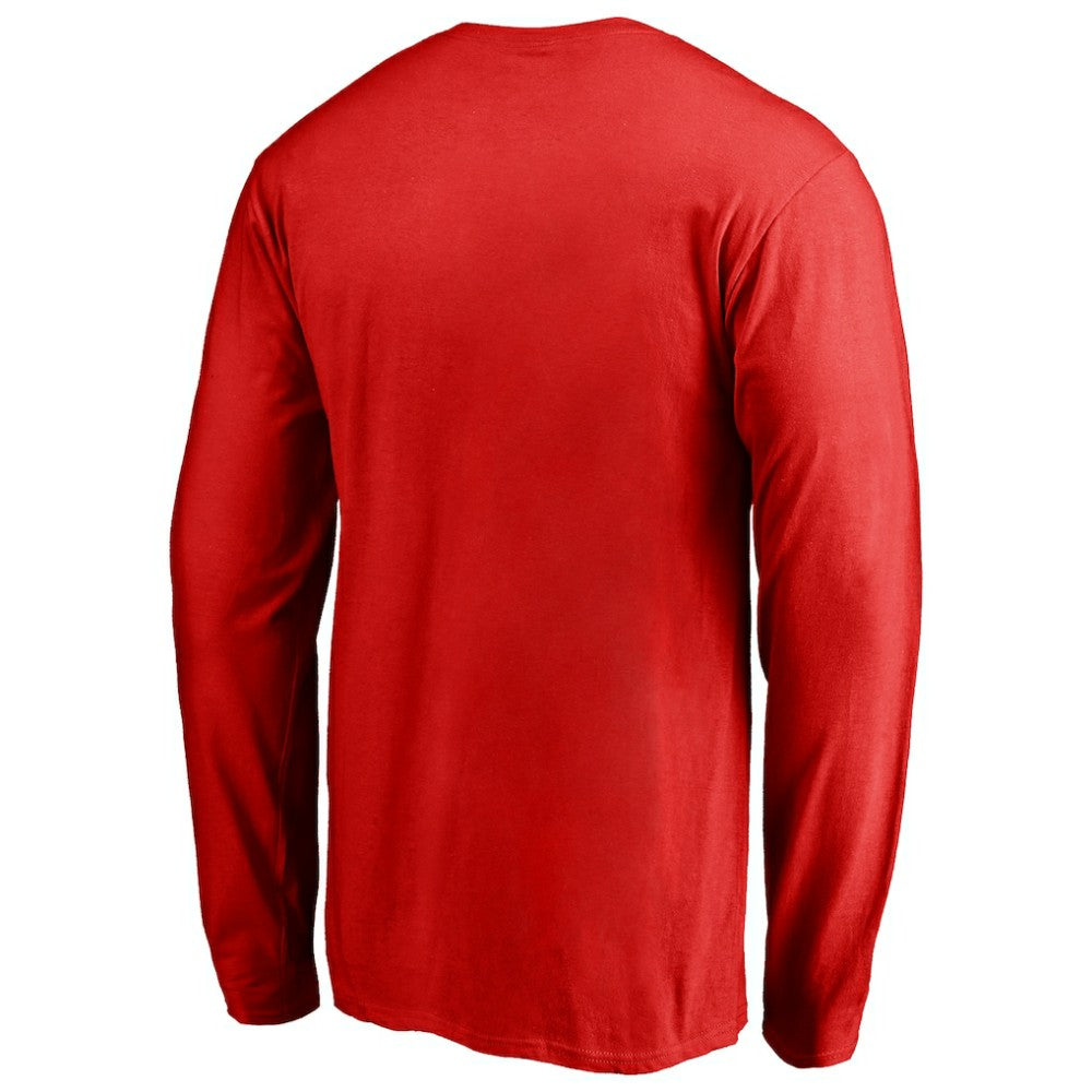 Red Washington Nationals Team Lockup Long Sleeve T-Shirt
