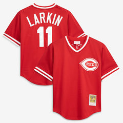 Red Barry Larkin Cincinnati Reds Mitchell & Ness Authentic Batting Practice Jersey