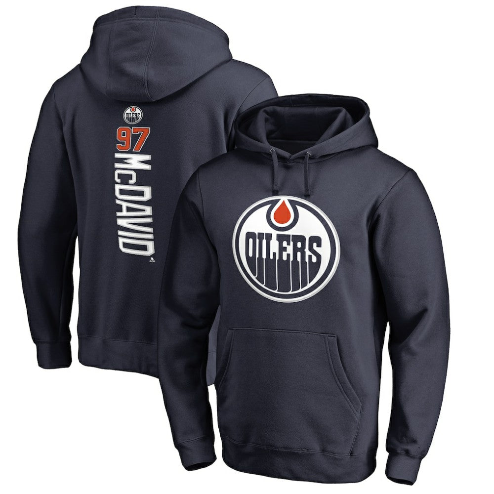 NHL Connor McDavid Edmonton Oilers Backer Name & Number Pullover Hoodie