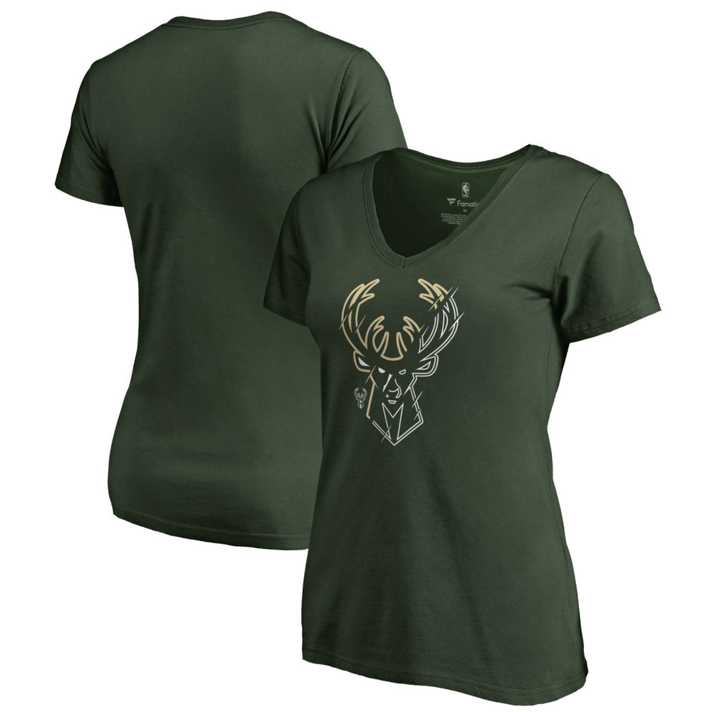 Milwaukee Bucks Women's X-Ray Slim Fit V-Neck T-Shirt