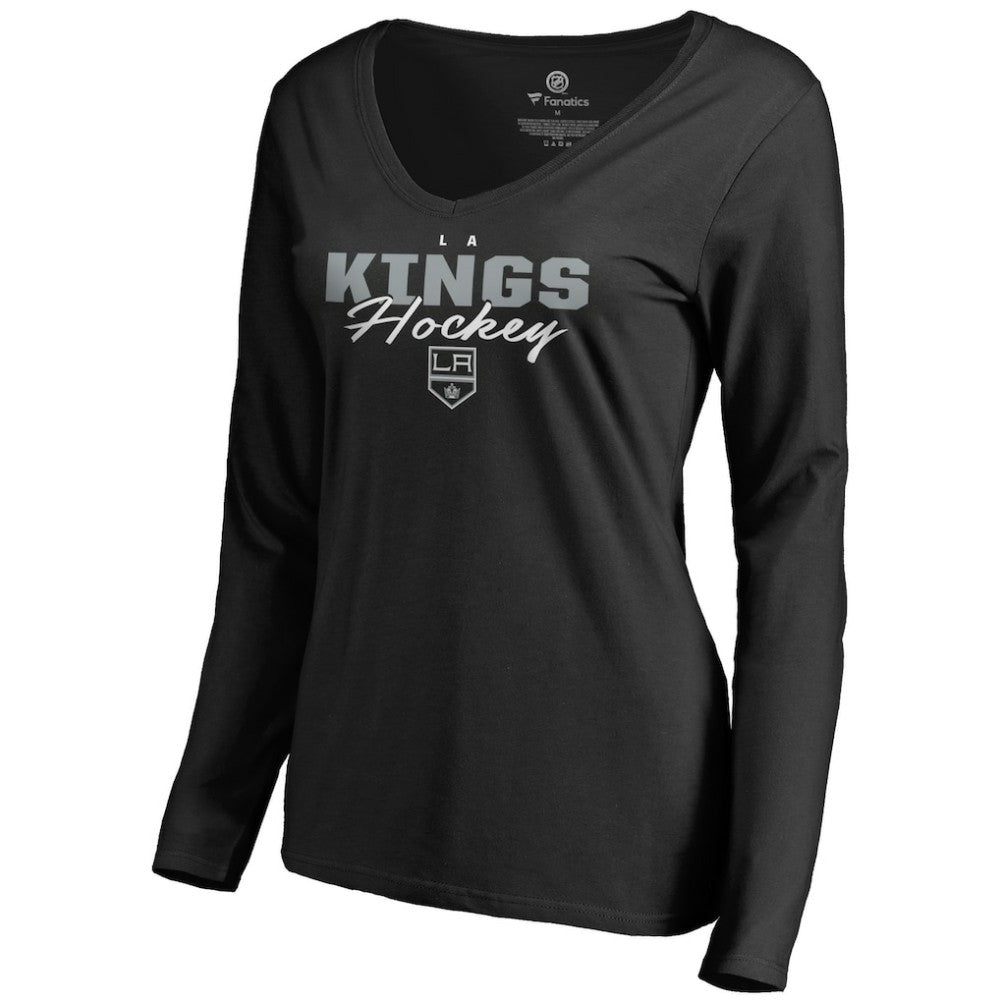 NHL Los Angeles Kings Women's Iconic Collection Script Assist Long Sleeve V-Neck T-Shirt