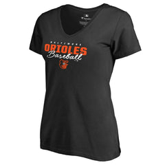 Black Baltimore Orioles Women's Script Assist V-Neck T-Shirt