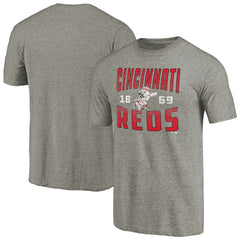 Gray Cincinnati Reds Cooperstown Collection Antique Stack Tri-Blend T-Shirt