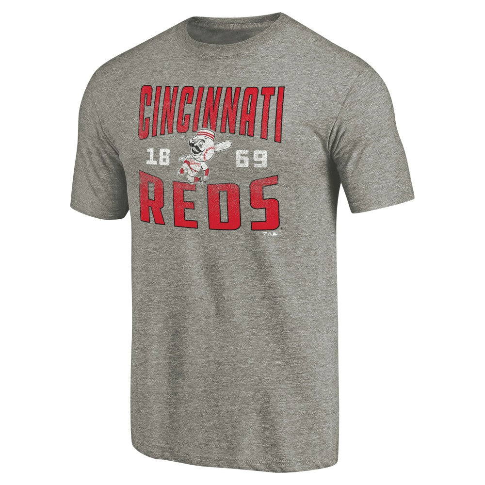 Gray Cincinnati Reds Cooperstown Collection Antique Stack Tri-Blend T-Shirt
