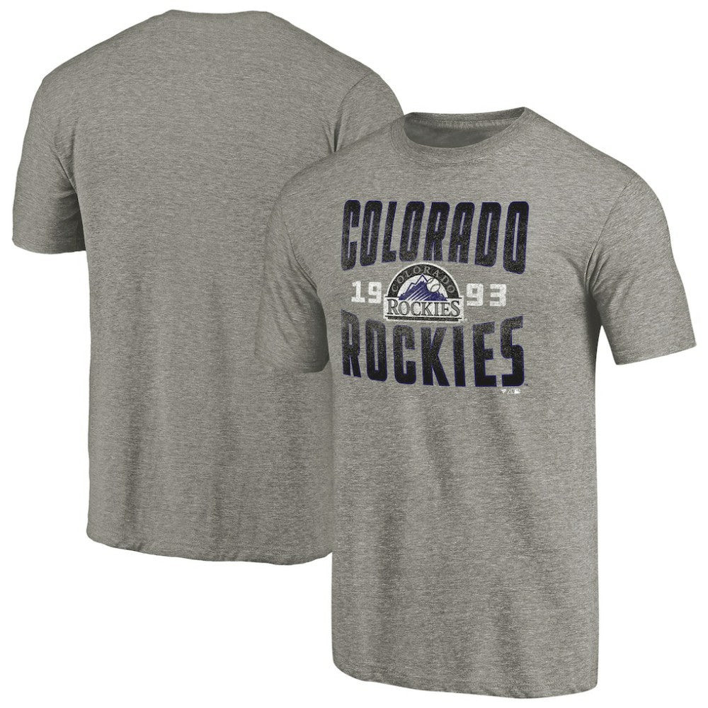 Gray Colorado Rockies Cooperstown Collection Antique Stack Tri-Blend T-Shirt