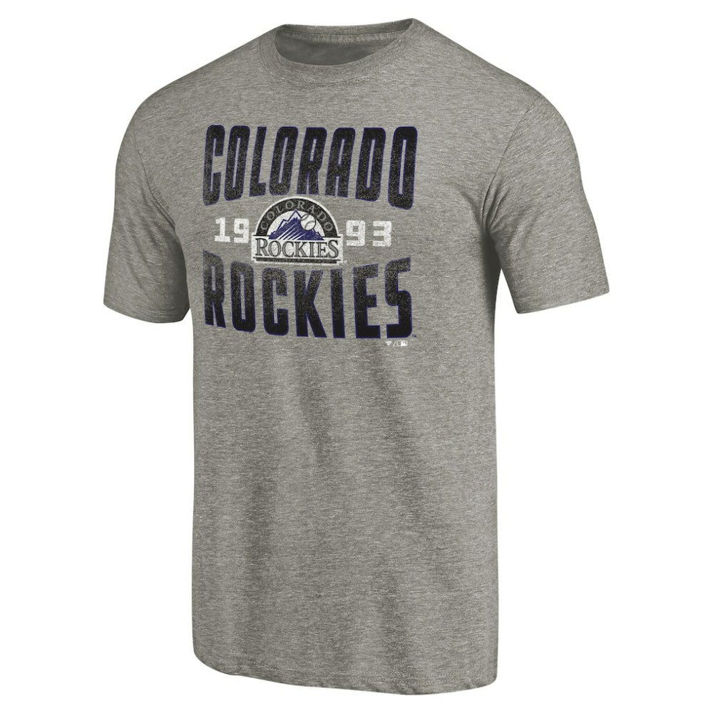 Gray Colorado Rockies Cooperstown Collection Antique Stack Tri-Blend T-Shirt