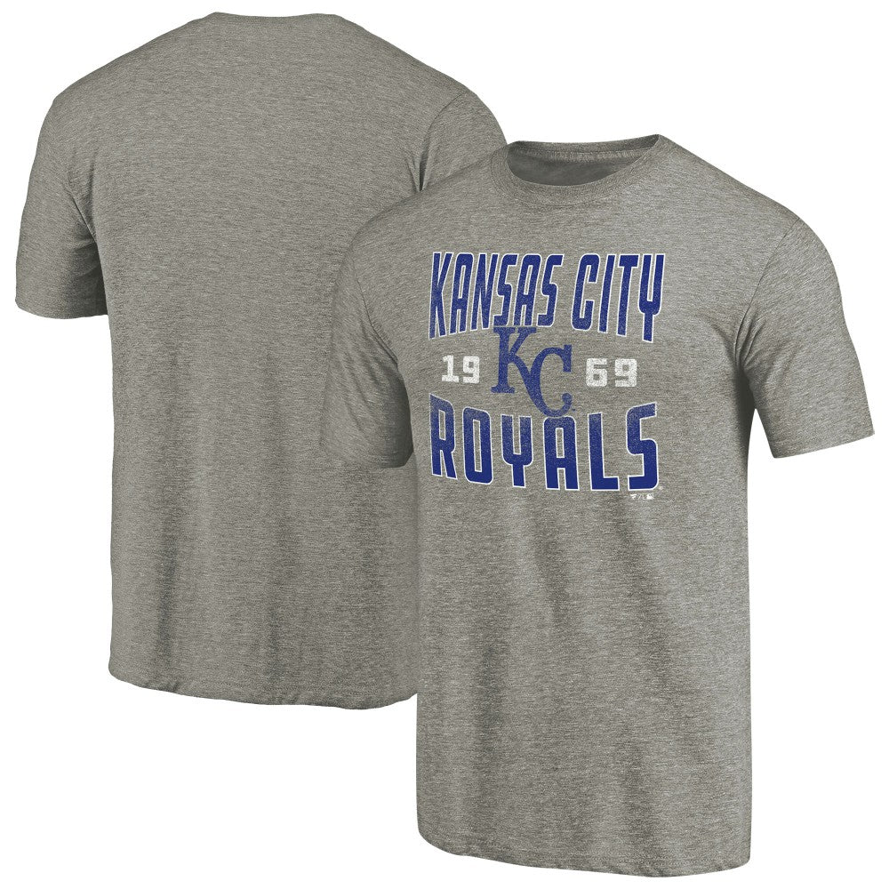 Gray Kansas City Royals Cooperstown Collection Antique Stack Tri-Blend T-Shirt