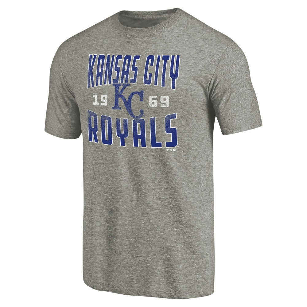 Gray Kansas City Royals Cooperstown Collection Antique Stack Tri-Blend T-Shirt