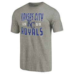 Gray Kansas City Royals Cooperstown Collection Antique Stack Tri-Blend T-Shirt