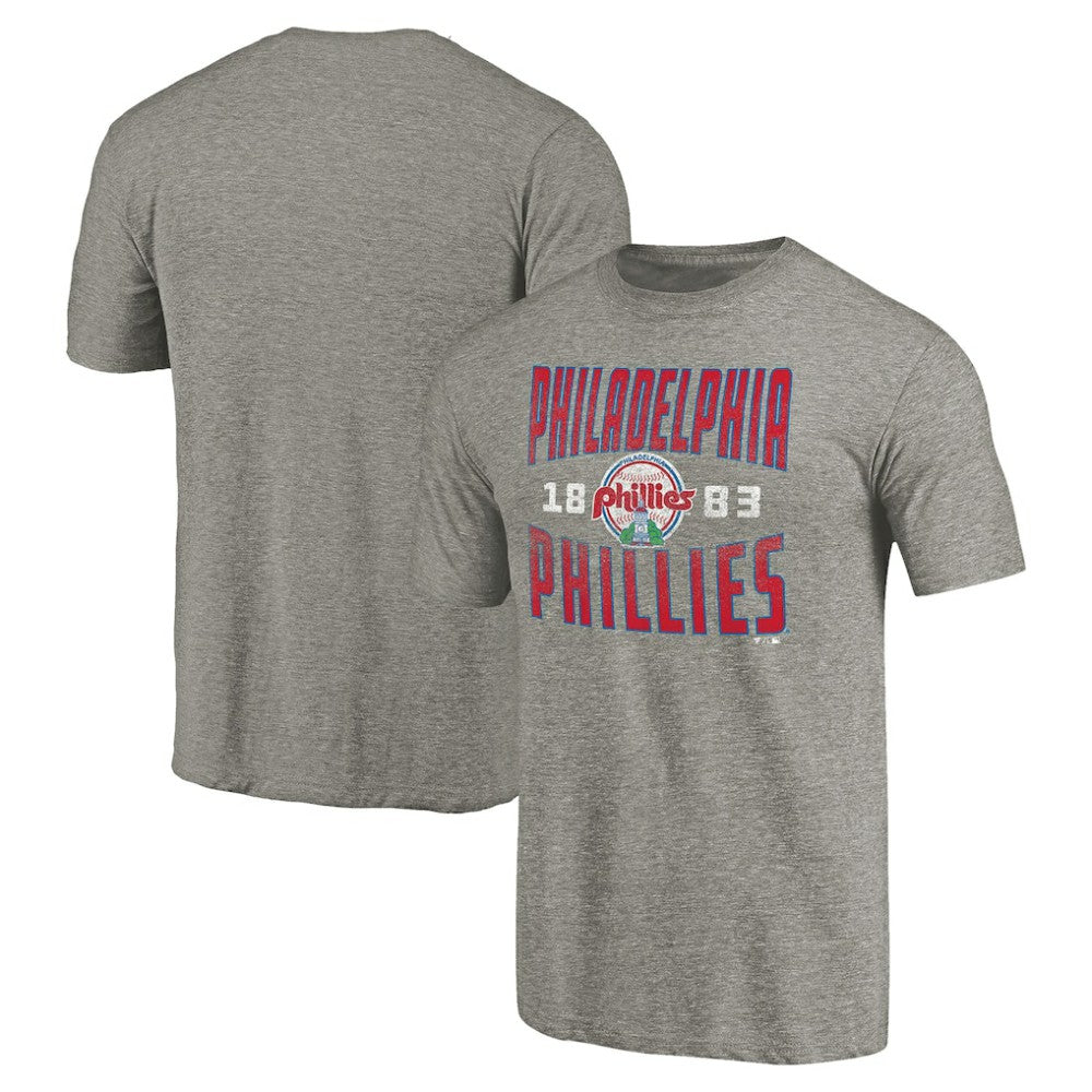 Gray Philadelphia Phillies Cooperstown Collection Antique Stack Tri-Blend T-Shirt