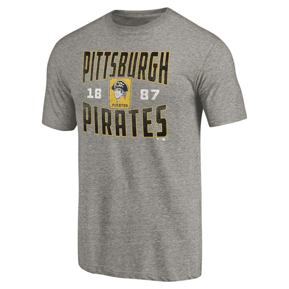Gray Pittsburgh Pirates Cooperstown Collection Antique Stack Tri-Blend T-Shirt