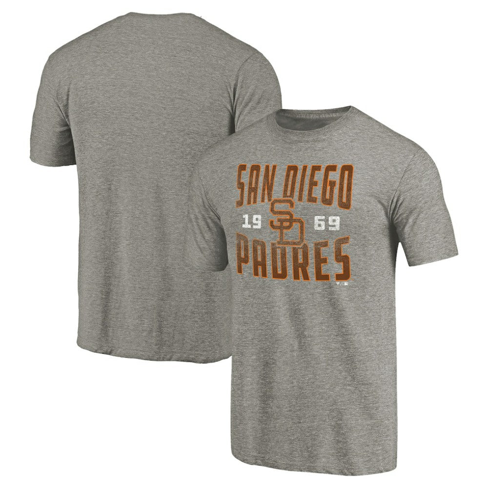 Gray San Diego Padres Cooperstown Collection Antique Stack Tri-Blend T-Shirt