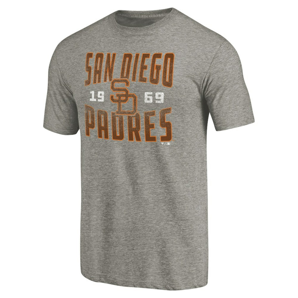 Gray San Diego Padres Cooperstown Collection Antique Stack Tri-Blend T-Shirt
