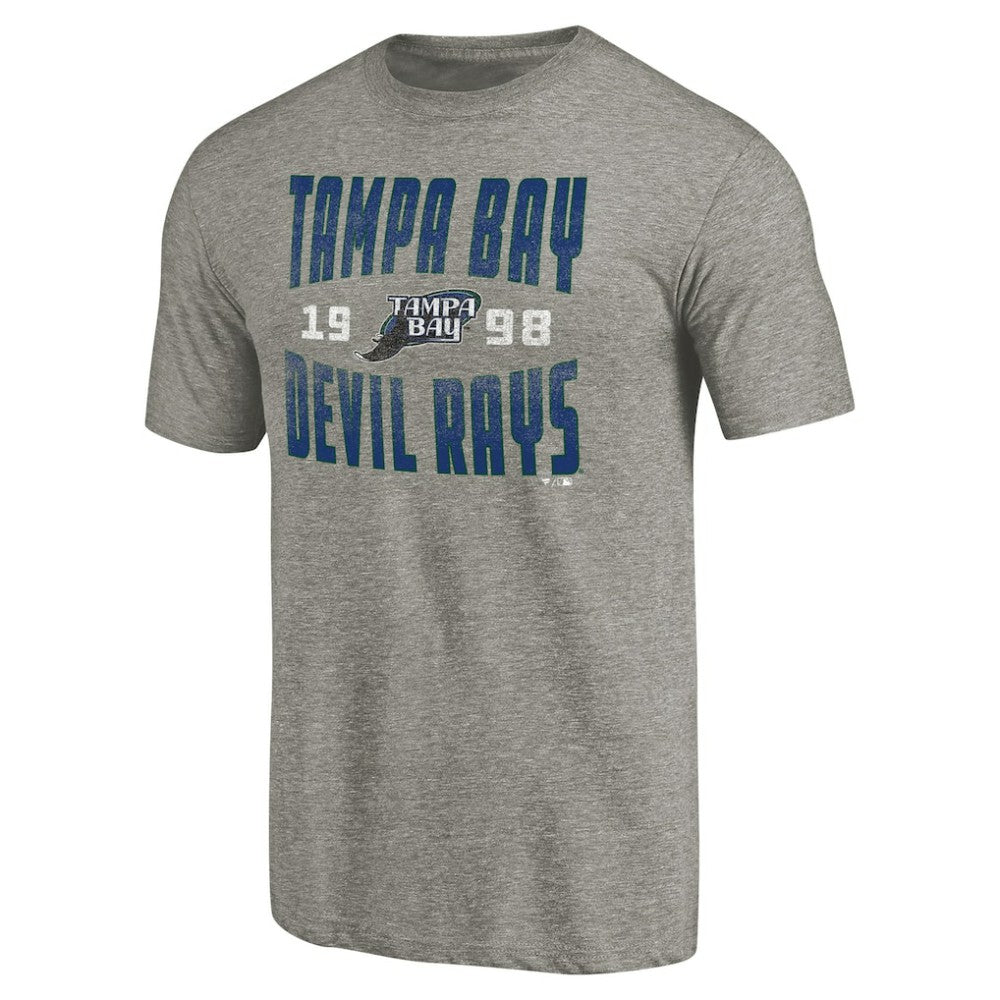 Gray Tampa Bay Rays Cooperstown Collection Antique Stack Tri-Blend T-Shirt