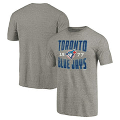 Gray Toronto Blue Jays Cooperstown Collection Antique Stack Tri-Blend T-Shirt