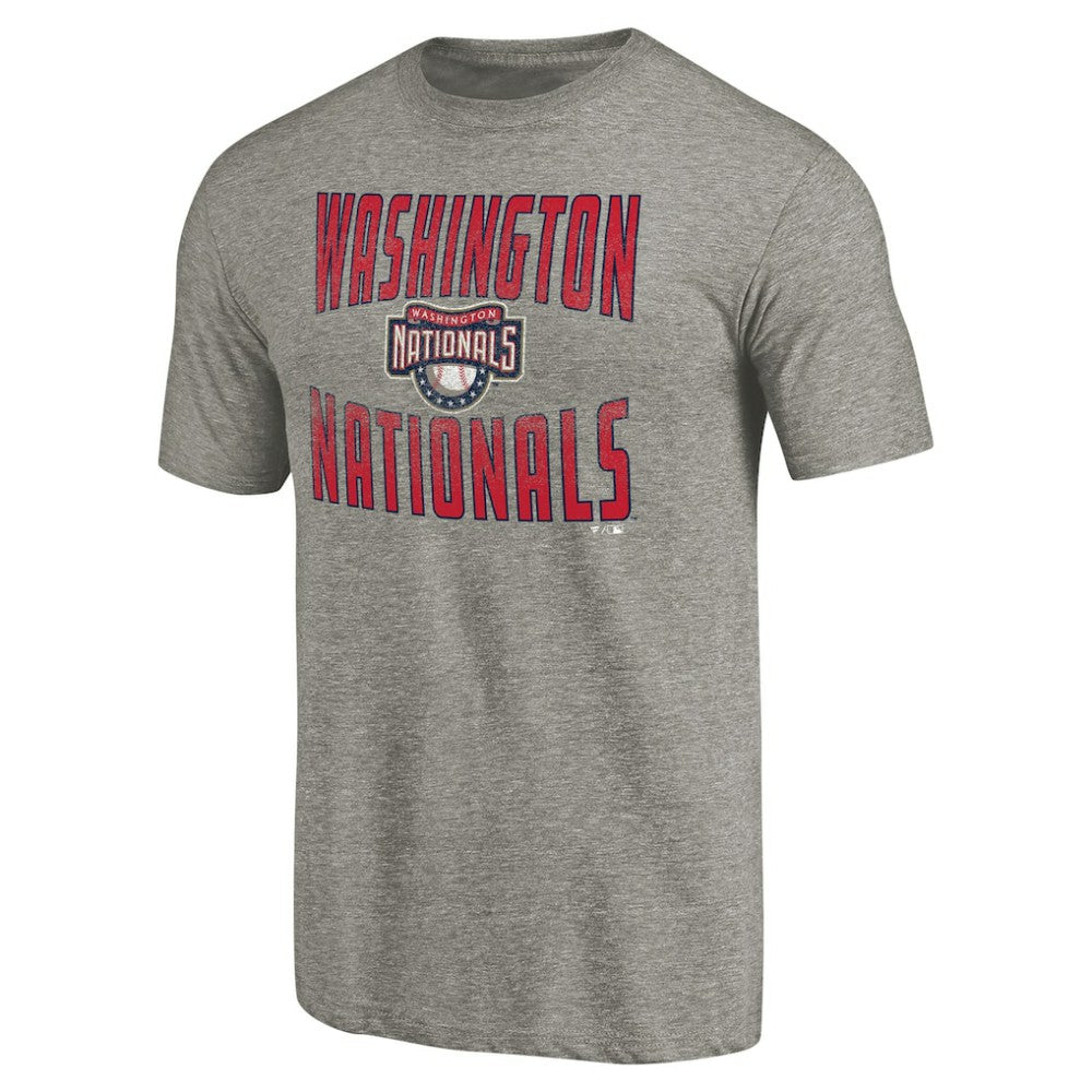 Gray Washington Nationals Cooperstown Collection Antique Stack Tri-Blend T-Shirt