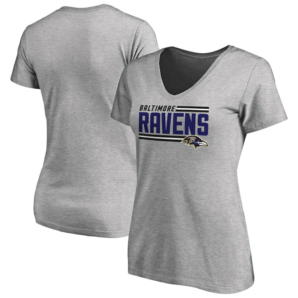 Women's Iconic Collection On Side Stripe V-Neck T-Shirt - Baltimore Ravens T-shirts