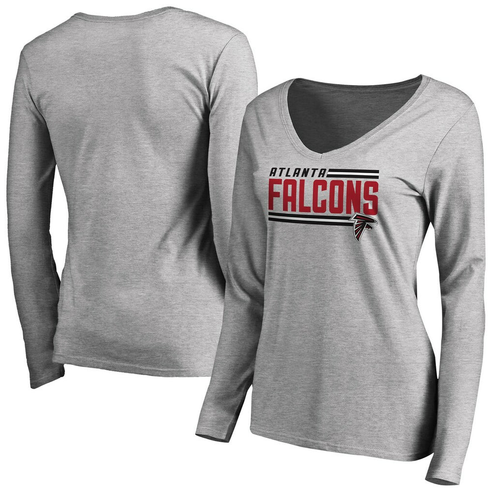 Women's Iconic Collection On Side Stripe Long Sleeve V-Neck T-Shirt - Atlanta Falcons T-shirts