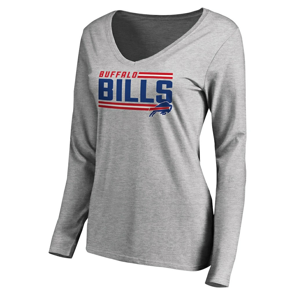 Women's Iconic Collection On Side Stripe Long Sleeve V-Neck T-Shirt - Buffalo Bills T-shirts