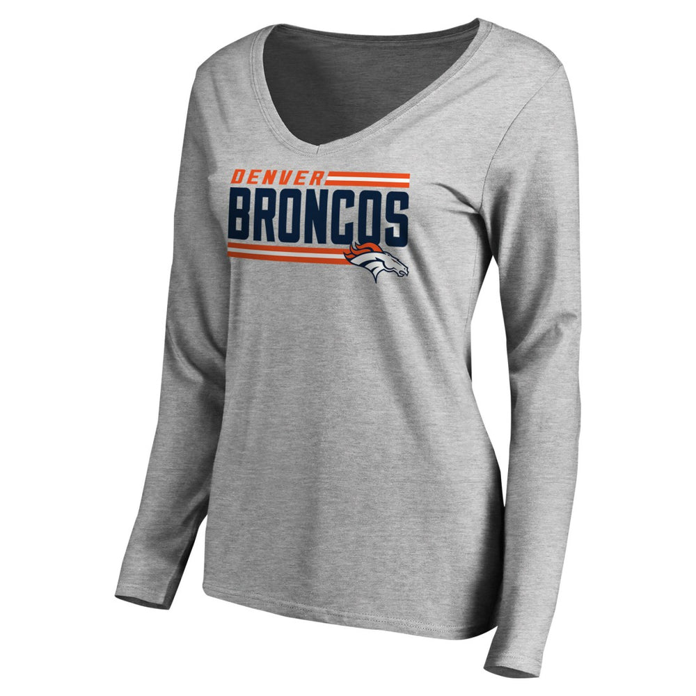 Women's Iconic Collection On Side Stripe Long Sleeve V-Neck T-Shirt - Denver Broncos T-shirts
