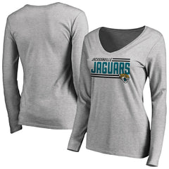 Women's Iconic Collection On Side Stripe Long Sleeve V-Neck T-Shirt - Jacksonville Jaguars T-shirts