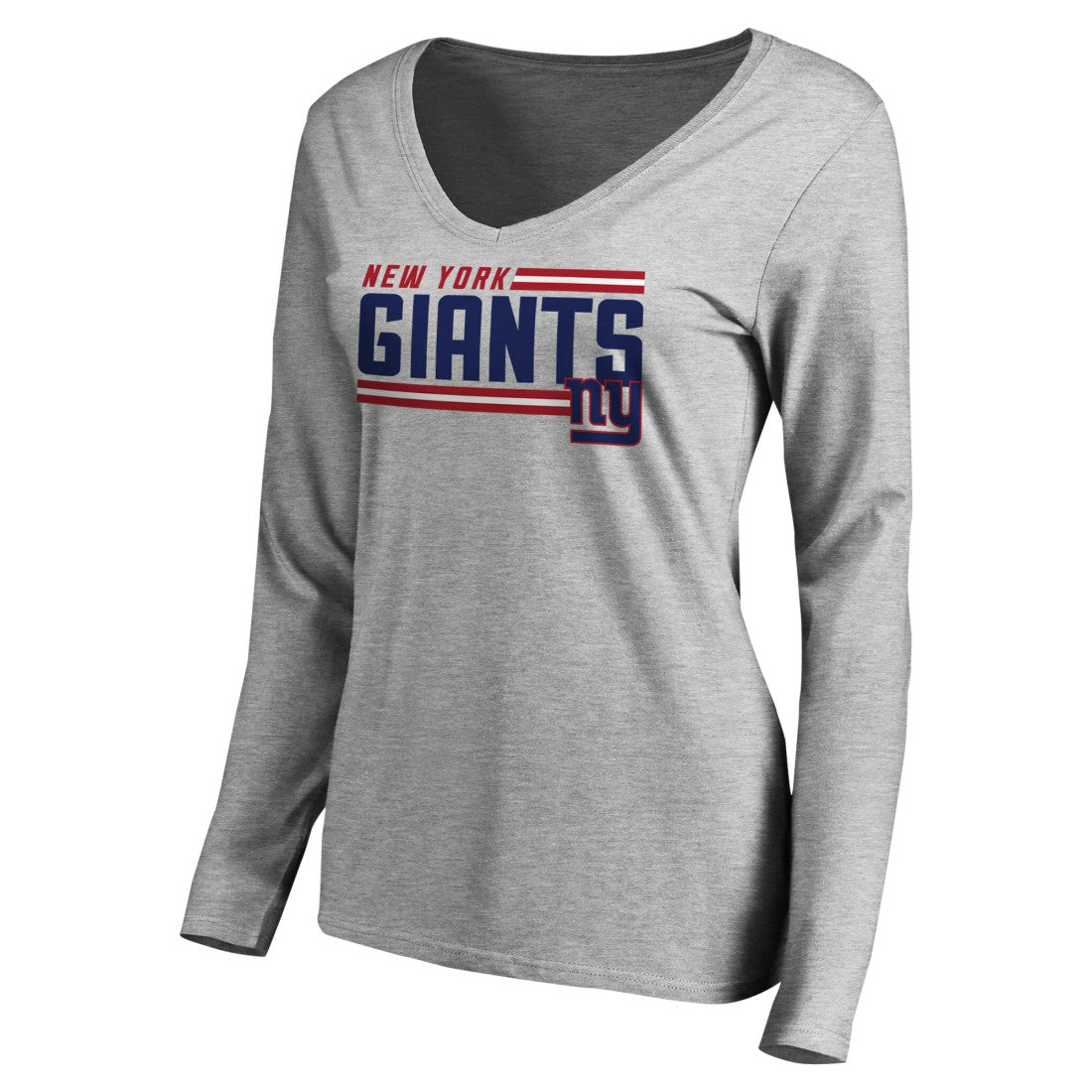 Women's Iconic Collection On Side Stripe Long Sleeve V-Neck T-Shirt - New York Giants T-shirts