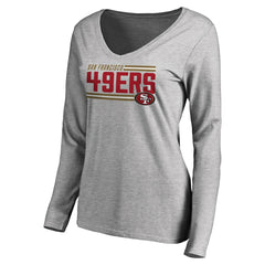 Women's Iconic Collection On Side Stripe Long Sleeve V-Neck T-Shirt - San Francisco 49ers T-shirts