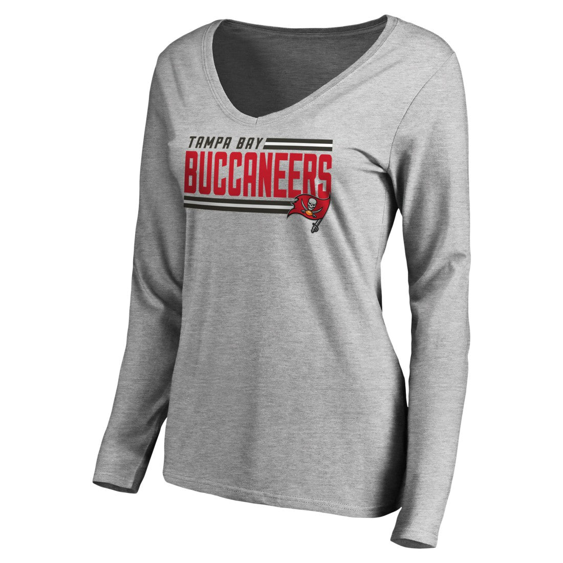 Women's Iconic Collection On Side Stripe Long Sleeve V-Neck T-Shirt - Tampa Bay Buccaneers T-shirts